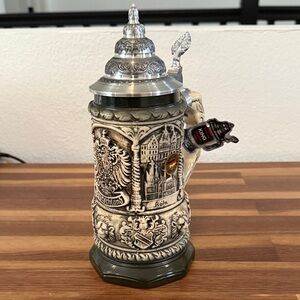Ceramic Beer Stein with Pewter Lid from Disney World